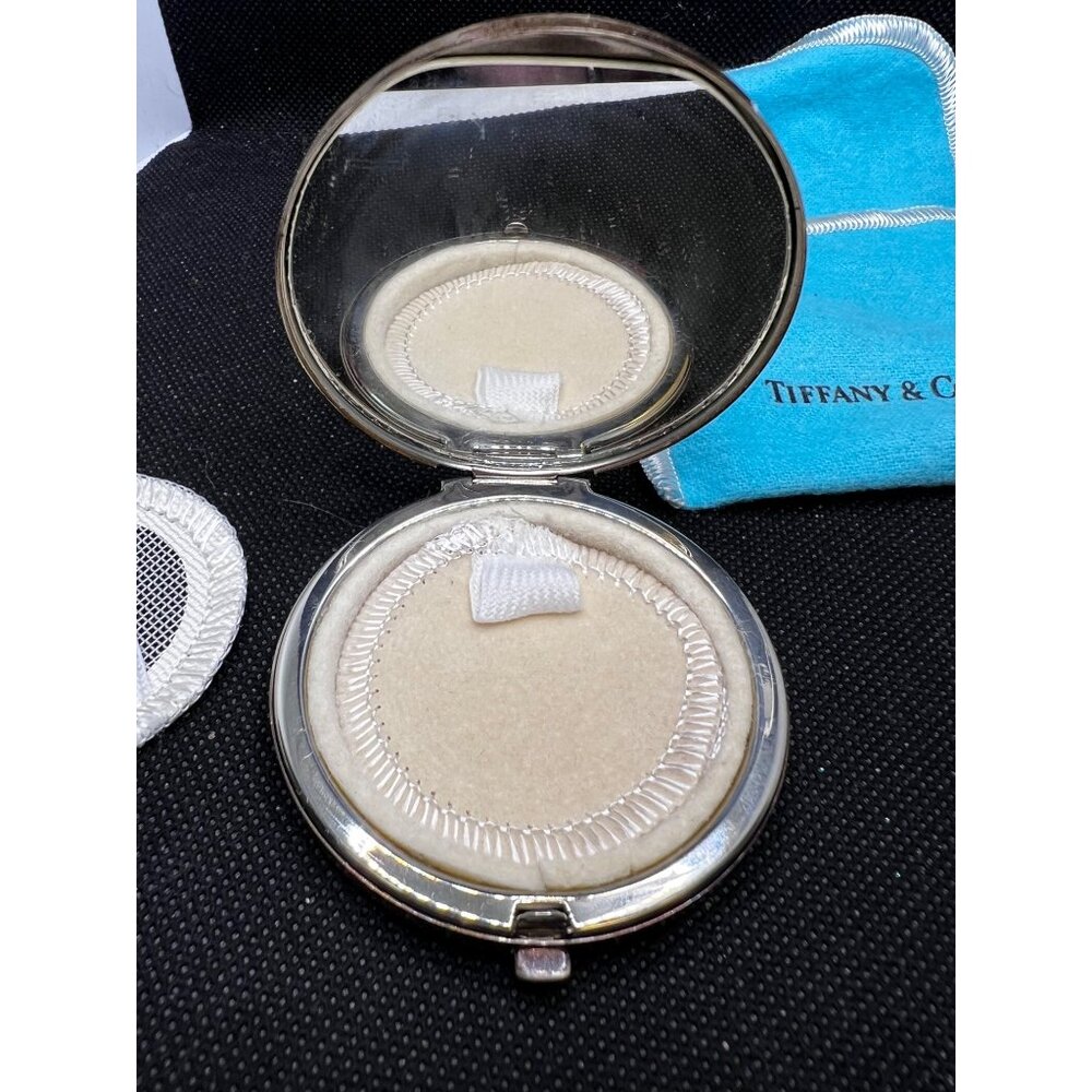 Tiffany & Co Sterling Silver Powder Compact Mirror Monogrammed w/ Box & Pouch - Picture 14 of 16